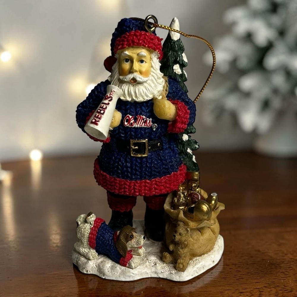 Ole Miss Rebels Megaphone Santa Tree Christmas Ornament Memory Company Vintage